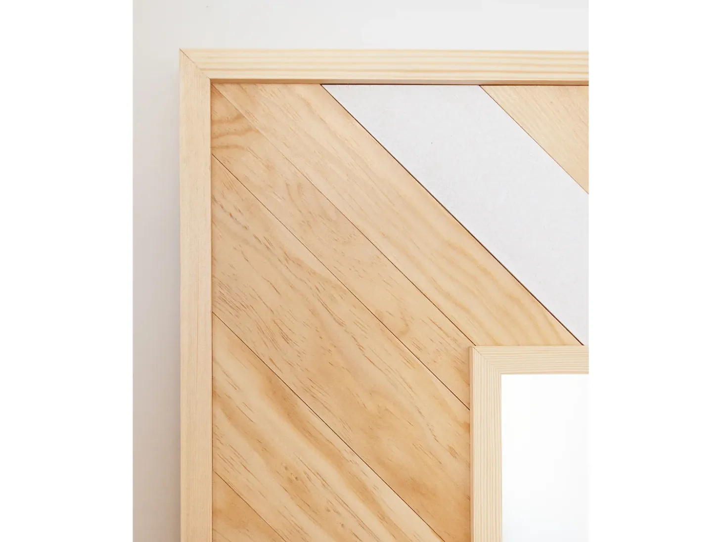 Espejo de madera maciza en tono natural y blanco de 163x84cm - ZAZOO - DECOWOOD