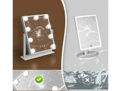 Espejo de maquillaje iluminado NETTLIFE Hollywood Mirror - Espejo de tocador con 9 LED, espejo cosmético pequeño con luz giratoria de 3 modos