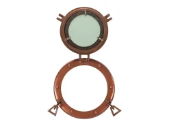 Espejo de ojo de buey de pared aluminio y vidrio Ø23 cm ES836402