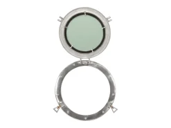 Espejo de ojo de buey de pared aluminio y vidrio Ø38 cm ES238805