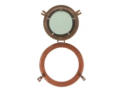 Espejo de ojo de buey de pared aluminio y vidrio Ø30 cm ES348653
