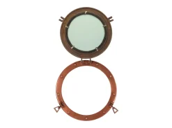 Espejo de ojo de buey de pared aluminio y vidrio Ø38 cm ES332883