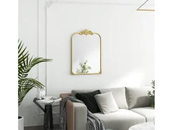 Espejo de pared barroco, marco decorativo de metal, dorado, 60x87,5 cm