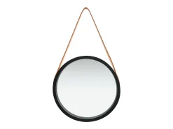 Espejo de pared con correa negro 40 cm ES649583