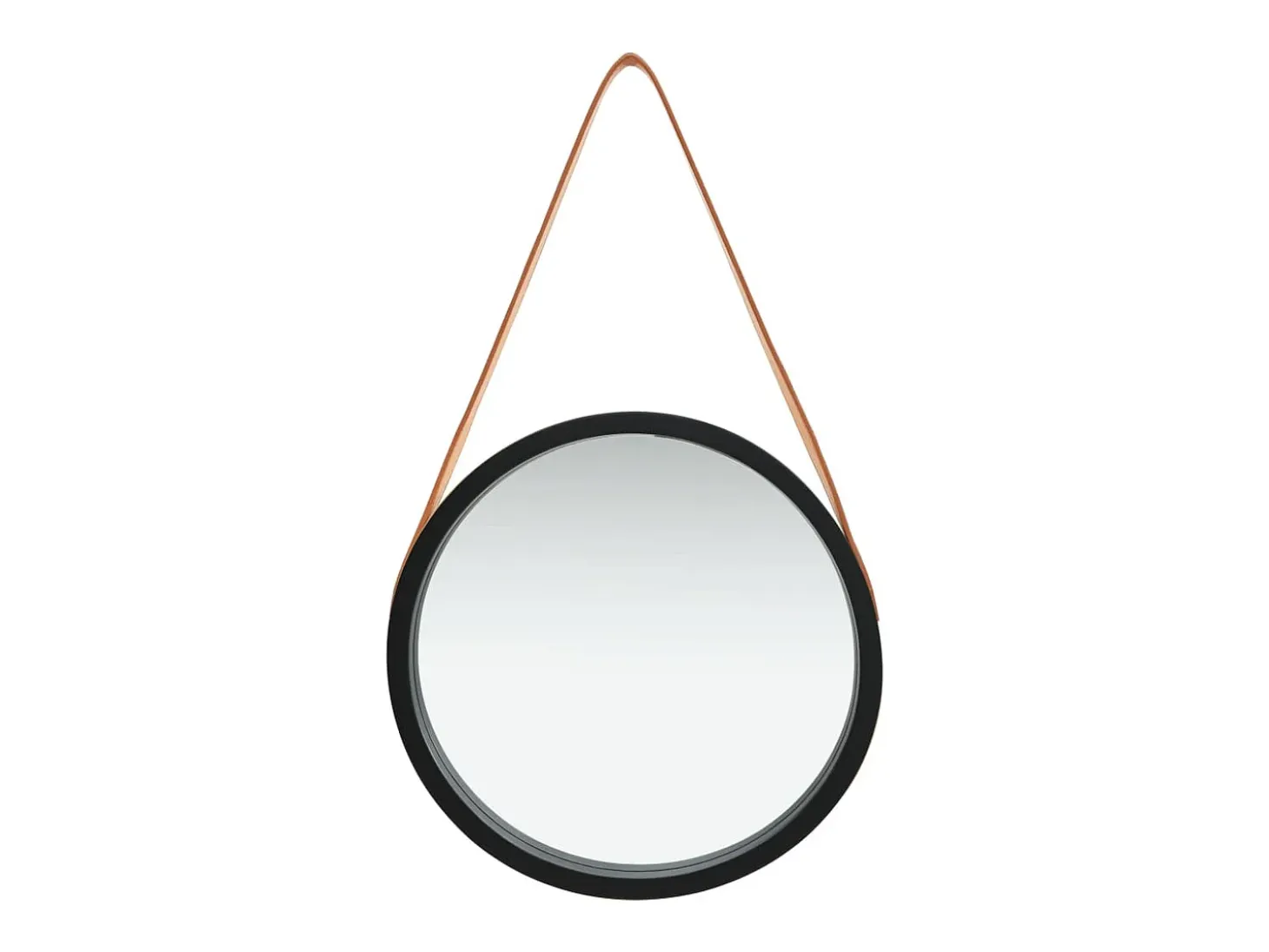 Espejo de pared con correa negro 40 cm ES649583