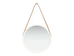 Espejo de pared con correa 40 cm Blanco