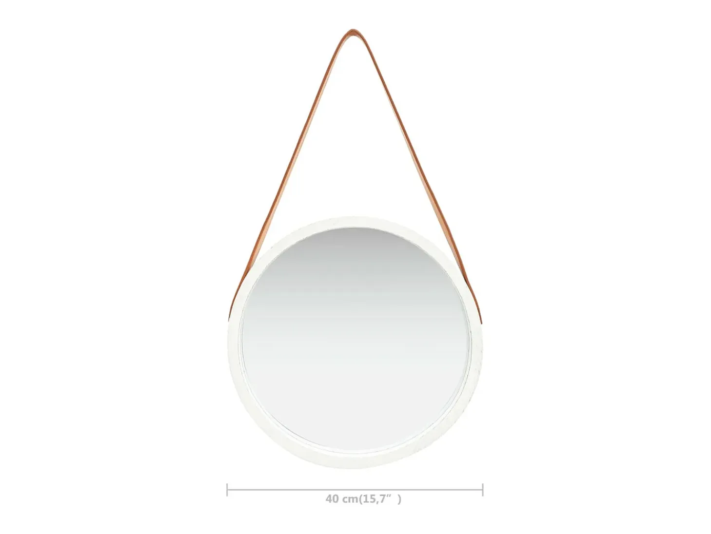 Espejo de pared con correa 40 cm Blanco