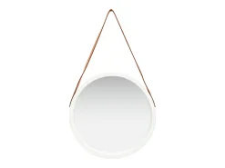 Espejo de pared con correa blanco 50 cm ES889415