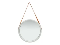 Espejo de pared con correa plateado 50 cm ES408067