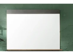 Espejo de pared con estante en roble oscuro y melamina gris Orcel