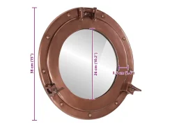 Espejo de pared con forma de ojo de buey Ø38 cm aluminio y cristal