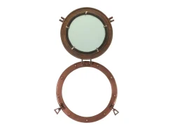 Espejo de pared con forma de ojo de buey Ø38 cm aluminio y cristal