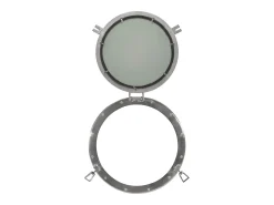 Espejo de pared con forma de ojo de buey Ø50 cm aluminio y cristal