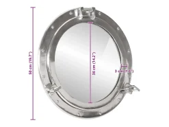 Espejo de pared con forma de ojo de buey Ø50 cm aluminio y cristal