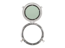 Espejo de pared con forma de ojo de buey Ø38 cm aluminio y cristal