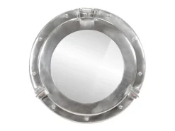 Espejo de pared con forma de ojo de buey Ø38 cm aluminio y cristal