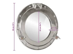 Espejo de pared con forma de ojo de buey Ø38 cm aluminio y cristal
