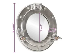 Espejo de pared con forma de ojo de buey Ø30 cm aluminio y cristal