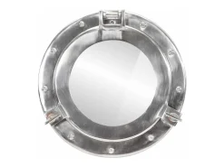 Espejo de pared con forma de ojo de buey Ø30 cm aluminio y cristal