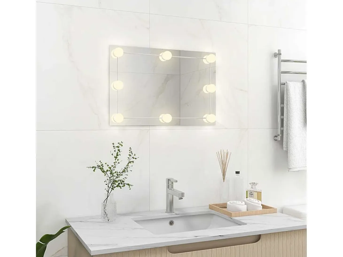 Espejo de pared con lámparas LED Cristal Rectangular