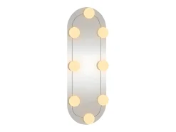 Espejo de pared con luces LED 15x40 cm cristal ovalado