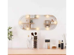 Espejo de pared con luces LED 20x50 cm cristal ovalado