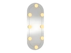 Espejo de pared con luces LED 20x50 cm cristal ovalado