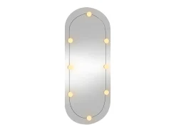 Espejo de pared con luces LED 25x60 cm cristal ovalado