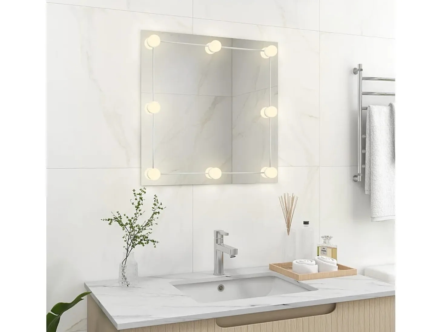 Espejo de pared con luces LED cuadrado de vidrio ES272073