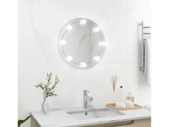 Espejo de pared con luces LED redondo de vidrio ES880948