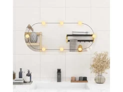 Espejo de pared con luces LED 35x80 cm cristal ovalado
