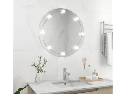 Espejo de pared con luces LED redondo de vidrio ES111492