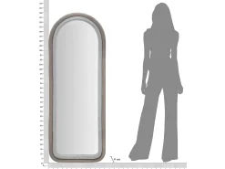 Espejo de pared con marco arqueado de tela 160x60x4 cm Cloe - Gris