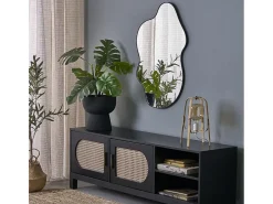 Espejo de pared de aluminio cepillado negro de 56 x 90 cm Ely