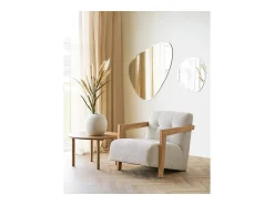 Espejo de pared DEVONPORT de metal plateado con forma orgánica (ancho 70 x alto 100 cm)