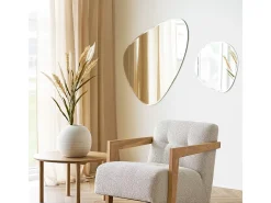 Espejo de pared DEVONPORT de metal plateado con forma orgánica (ancho 70 x alto 100 cm)