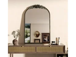 Espejo de pared dorado para decoración de sala de estar - 60,5 x 5 x 91,6 cm, espejo de arco vintage para baño, chimenea, entrada 91,6 x 60,5 cm