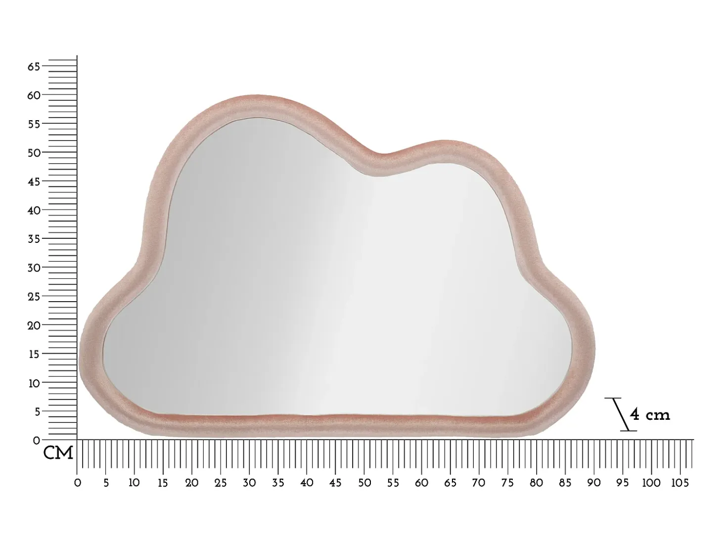 Espejo de pared en forma de nube con marco de terciopelo 90x60cm Cloud