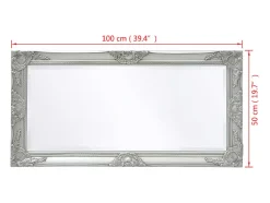 Espejo de pared estilo barroco 100x50 cm Plata