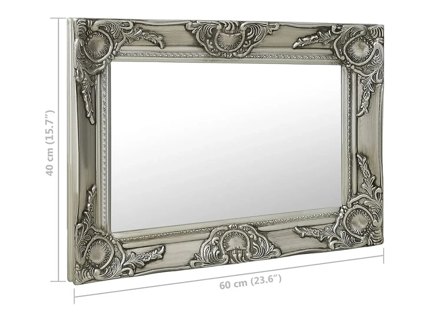 Espejo de pared estilo barroco 60x40 cm Plata
