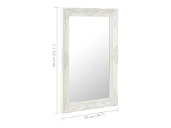 Espejo de pared estilo barroco 50x80 cm Blanco