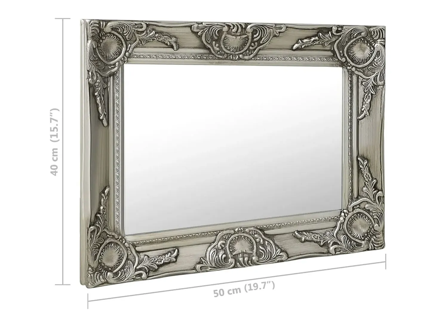 Espejo de pared estilo barroco 50x40 cm Plata