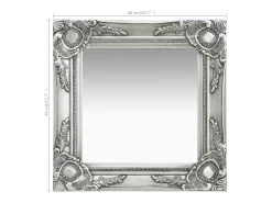 Espejo de pared estilo barroco 40x40 cm Plata