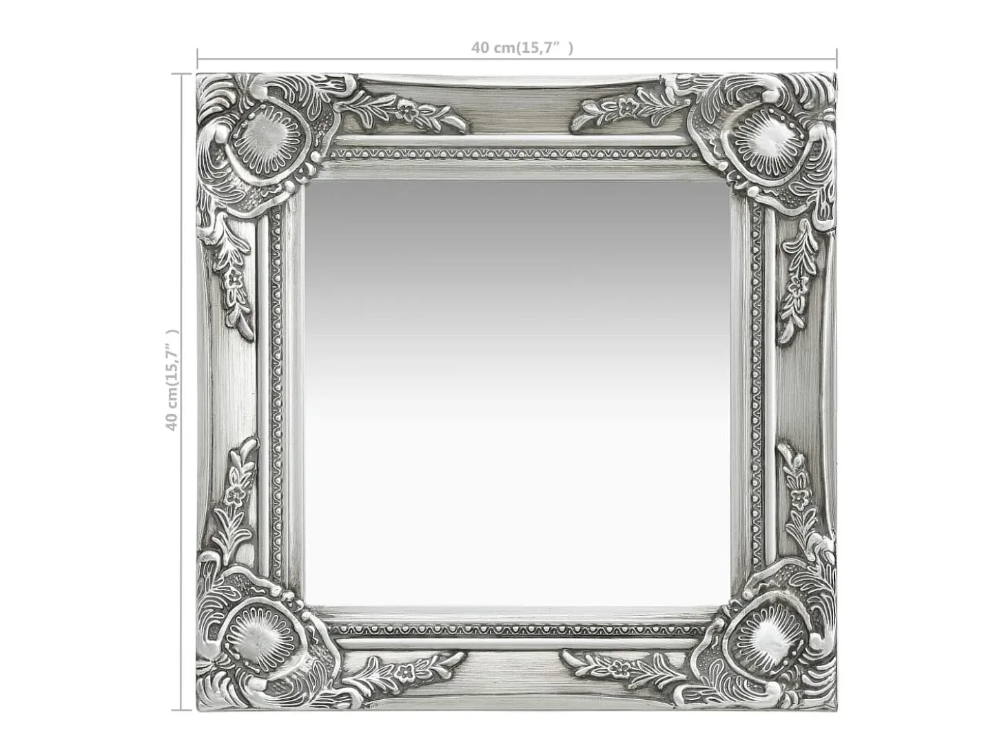 Espejo de pared estilo barroco 40x40 cm Plata
