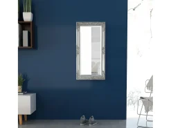 Espejo de pared estilo barroco plateado 100x50 cm ES448102