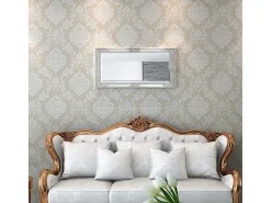 Espejo de pared estilo barroco plateado 100x50 cm ES448102