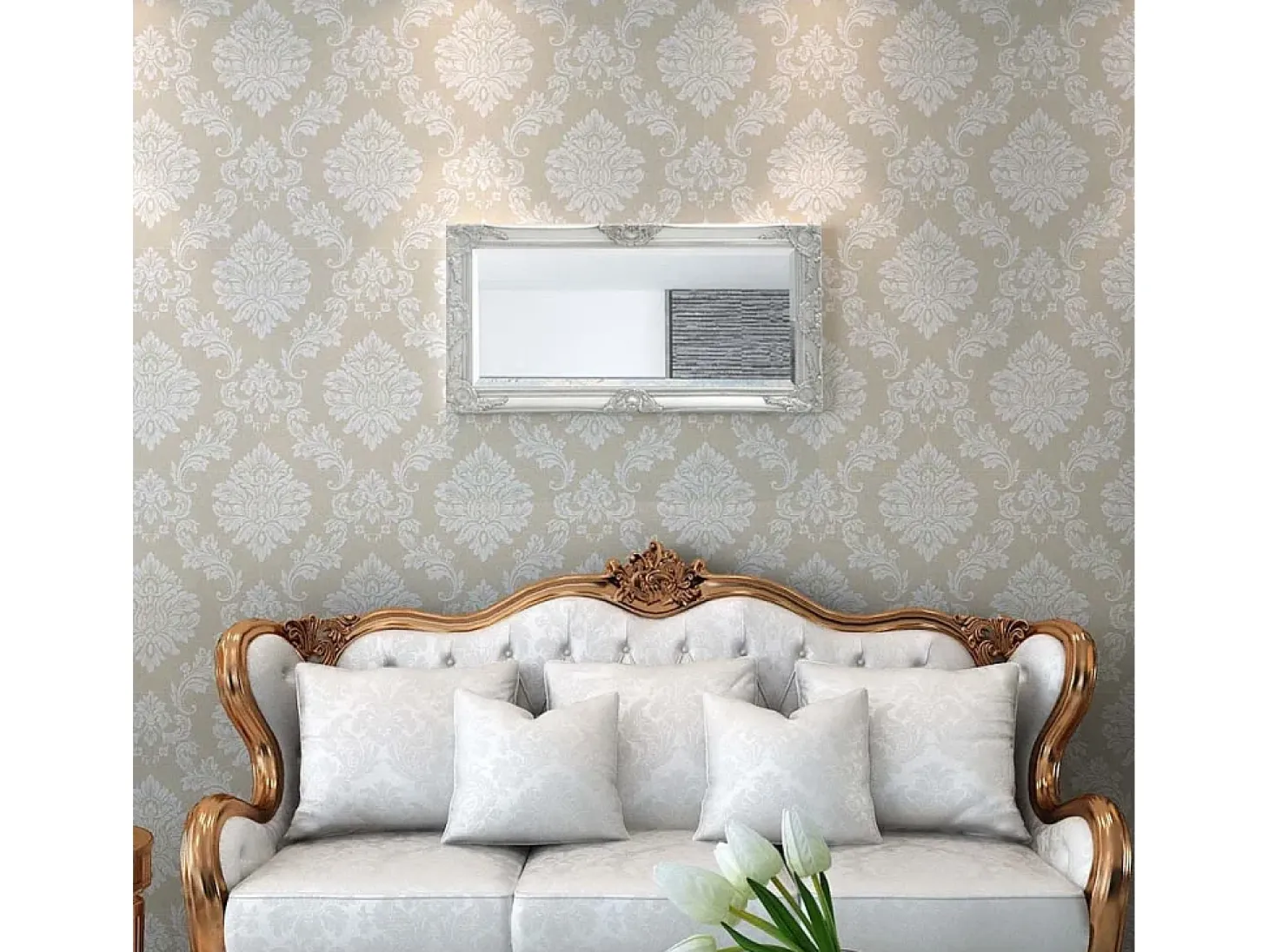 Espejo de pared estilo barroco plateado 100x50 cm ES448102
