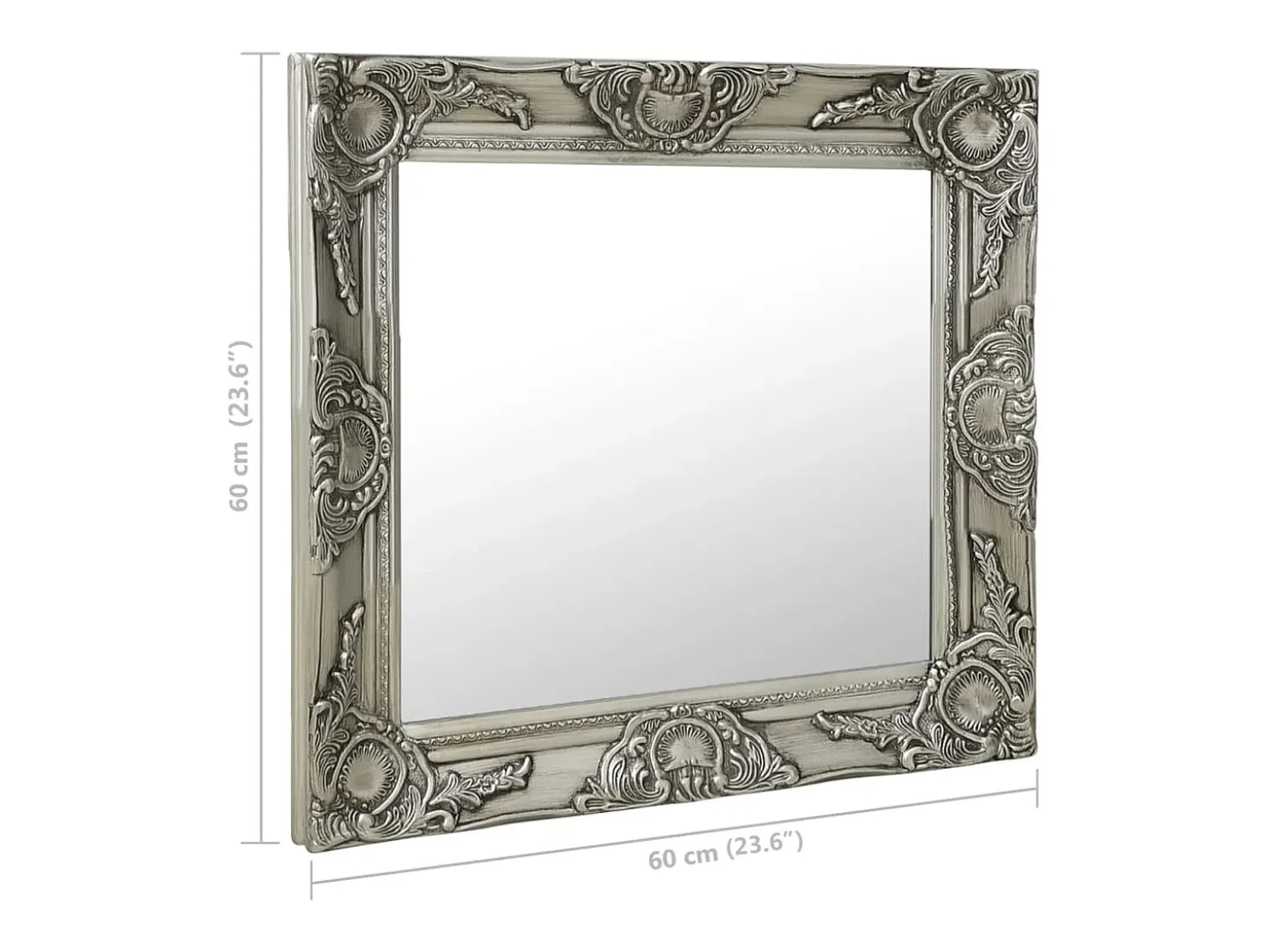 Espejo de pared estilo barroco 60x60 cm Plata