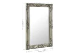 Espejo de pared estilo barroco 50x80 cm Plata