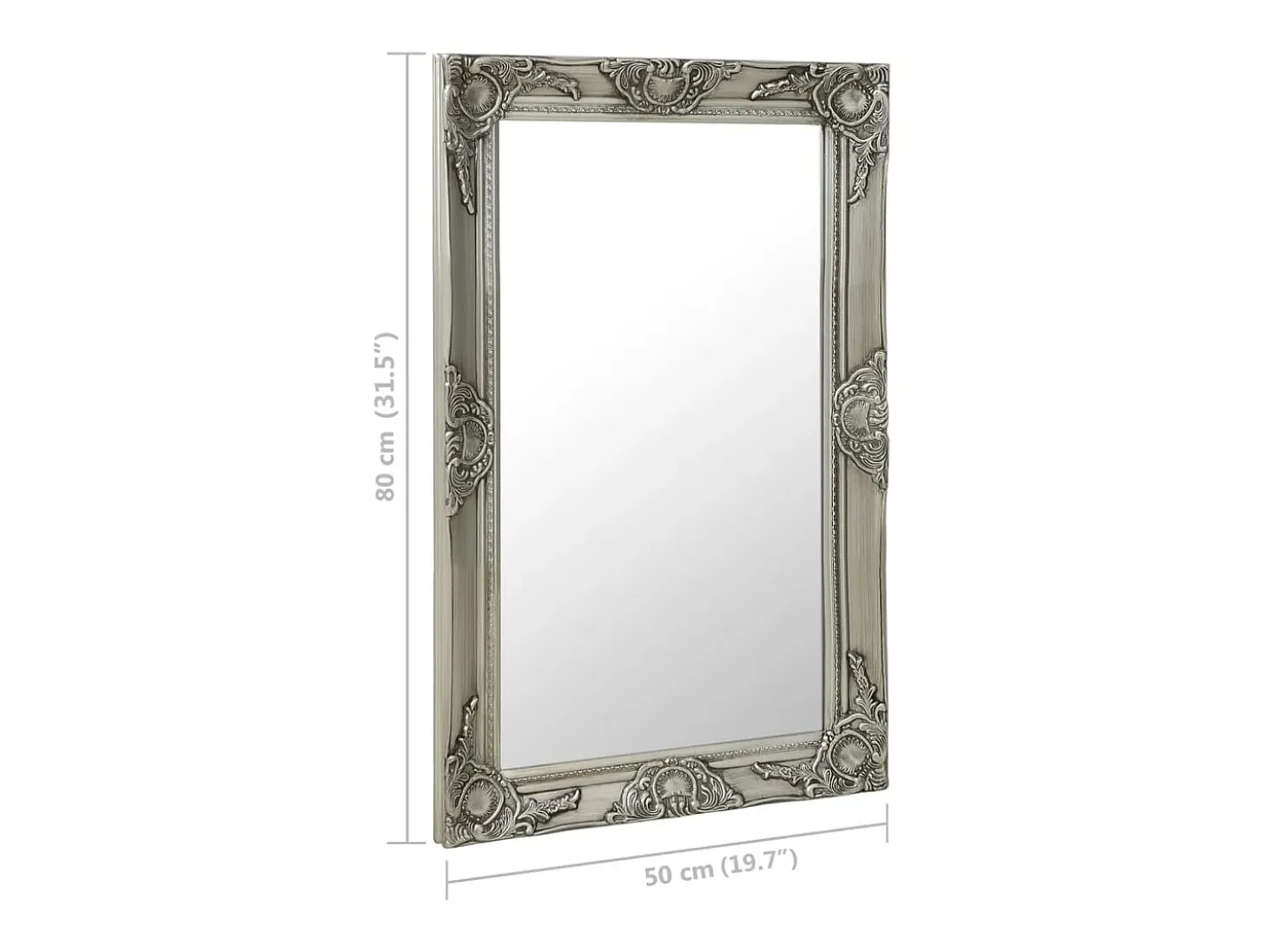 Espejo de pared estilo barroco 50x80 cm Plata